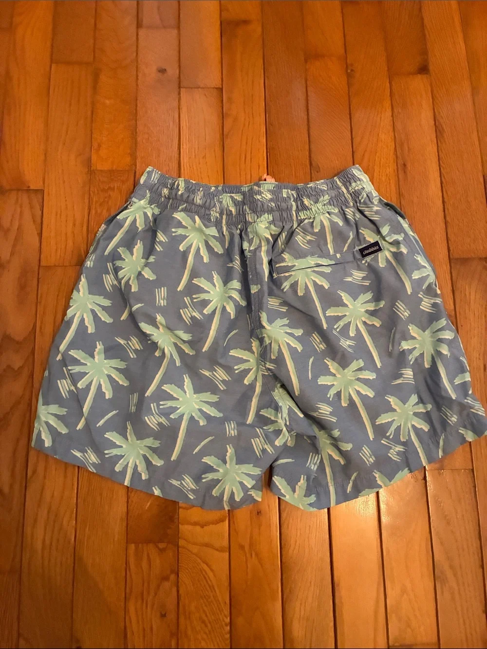 Chubbies Palm Tree Swim Trunks (Light Blue & Mint Green)